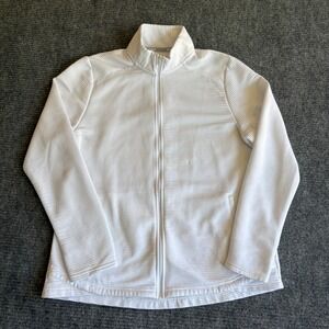 Adidas Golf Womens XL Full Zip Ribbed Jacket White Mock Neck Performance RN88387